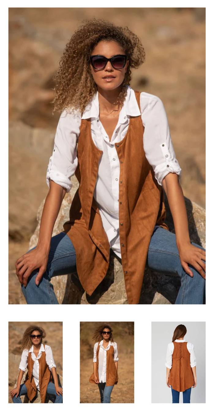 XCVI WEARBLES NWT Faux Suede Vest Snap Front Lace Up Corset Back XS Truffle Tan